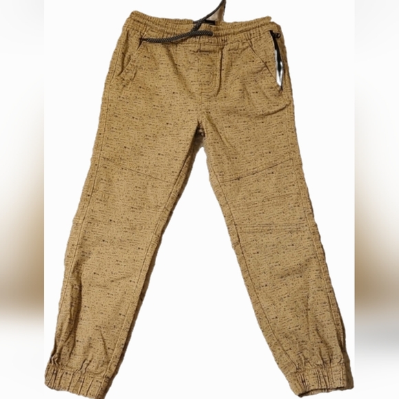 Retro stitch boys pants tan brown fancy skinny cotton bottom - Picture 2 of 13